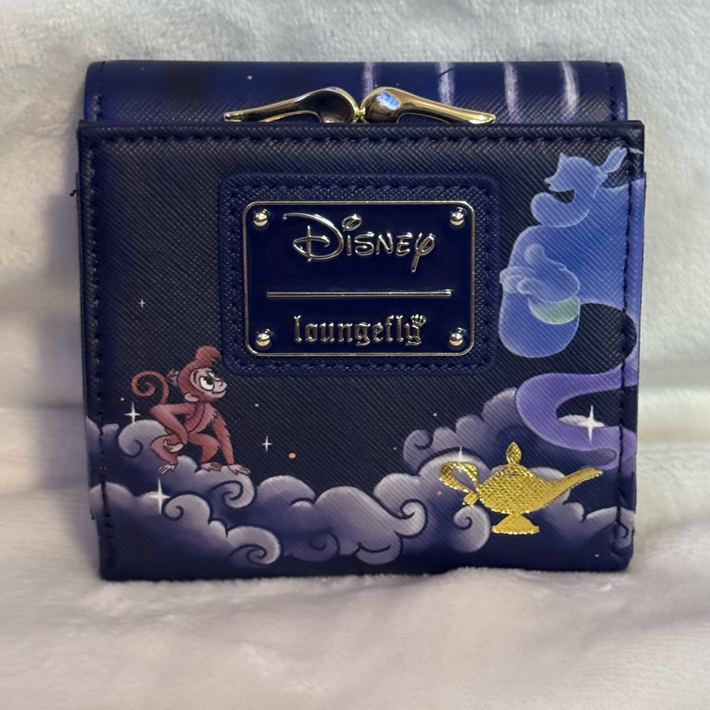 Loungefly Jasmine and Rajah Navy Blue Tri-Fold Wallet - Picture 2 of 7